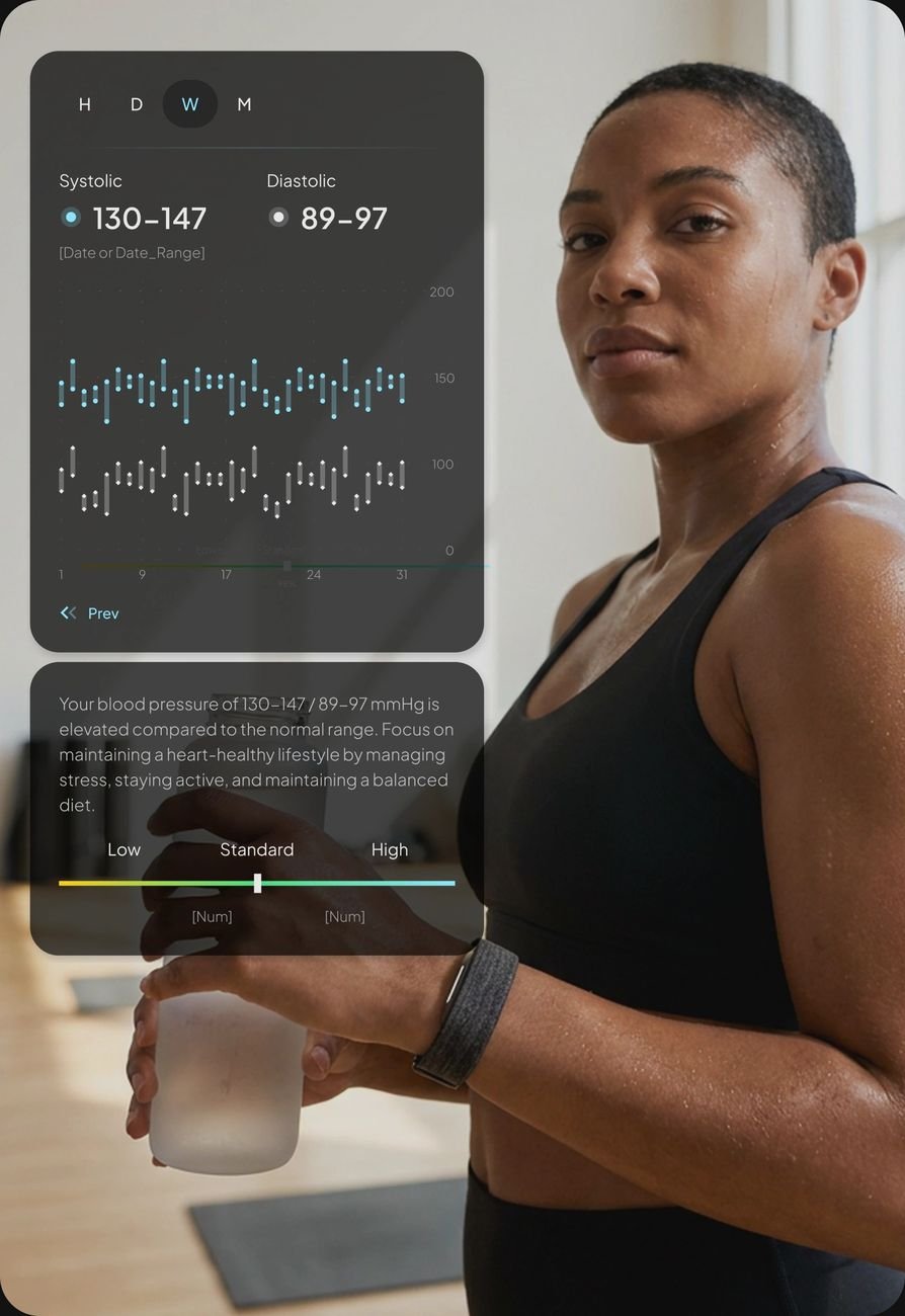 Hume Band biological age and recovery trend shown in app — user improving health markers